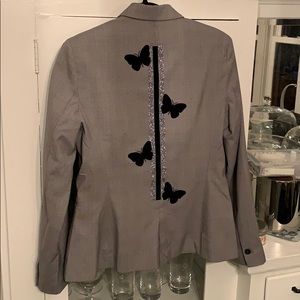 Hipchik couture grey plaid blazer w detail sz 8